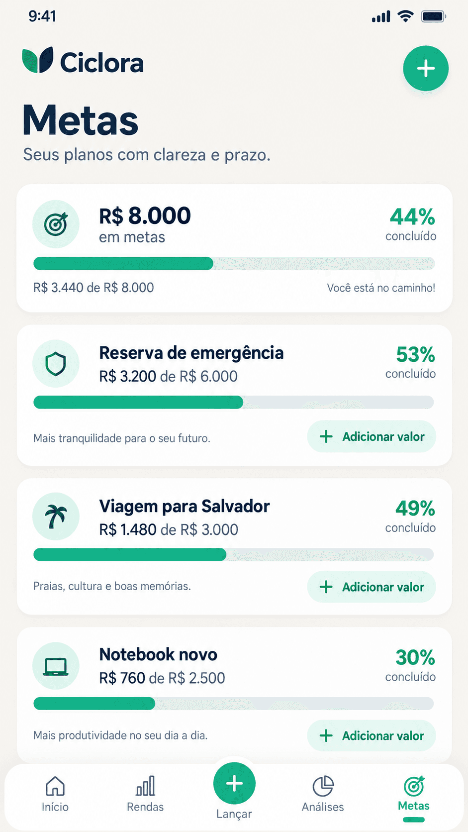 Ciclora — app no celular